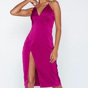 Fuschia satin dress